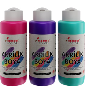 Mor-Fuşya-Turkuaz Akrilik Boya 3'lü Set 3x120ml