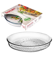Paşabahçe Borcam Grıll Yuvarlak Fırın Tepsisi 59534 (Şeffaf)