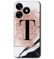 Tecno Spark 10 4G Kılıf HD Desen Baskılı Kılıf - Pembe Mermer Desenli T Harfi