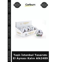 Özel Üretim Hediyelik Şık Aksesuar Taşlı İstanbul Tasarımı El Aynası Kalın Alk2489