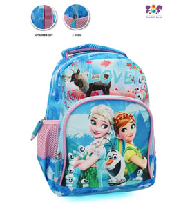 2 Gözlü Mavi Elsa Anna Anaokulu Çantası - Kız Çocuk Çanta Kreş Çantası - Elsa Çanta - Frozen Çanta (Çok Renkli)