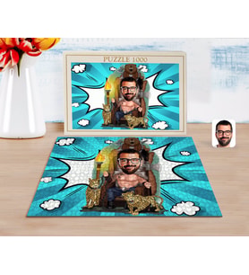 BK Gift Kişiye Özel Viking Karikatürlü 1000 Parça Profesyonel Puzzle-1