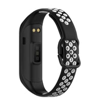 Microsonic Samsung Galaxy Fit 2 R220 Rainbow Sport Band Kordon Siyah Beyaz (Siyah - Beyaz)