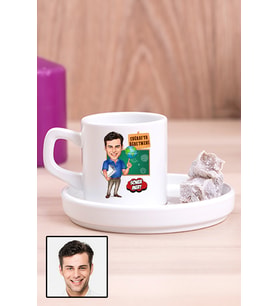 Erkek Coğrafya Öğretmenine Özel Hediye Karikatürlü Concept Türk Kahvesi Fincanı