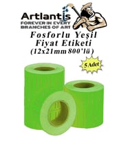 Fiyat Etiketi Yeşil 800'lü 5 Paket 12x21mm Fosforlu Yeşil Fiyat Etiketi Mx-5500 M5500 Hg979 Motex Etiket Makinesi Yedeği