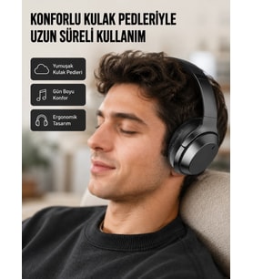 Kablosuz Bluetooth Kulaklık 5.0 18 Saat Kullanım Dinamik Sürücü Siyah Yeni Nesil