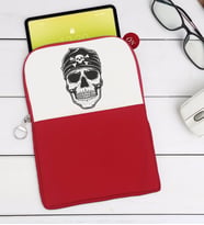 BK Gift Kurukafa Tasarımlı Taşınabilir Koruyucu Tablet Kılıfı & Organizer Çanta - Kırmızı-2