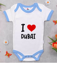 BK Kids I Love Dubai Tasarımlı Mavi Bebek Body Zıbın - Model 1