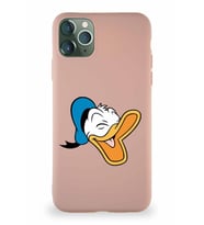Apple iPhone 11 Pro Max Soft Premier Kapak Donald Duck-E Tasarımlı Silikon Kılıf - Pudra (Şeffaf)