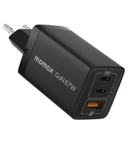  Momax OnePlug 67W 3-Portlu Gan Duvar Şarj Cihazı Adaptör Siyah