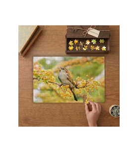 Daldaki Serçe - Sevimli Kuş Tasarımı 240 parça Ahşap Puzzle Ahşap Kutuda MP03083