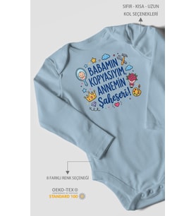 Babamın kopyasıyım annemin şaheseri Uzun Kollu Çıtçıtlı Bebek Body