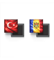 Buzdolap Magnetleri - Moldova Bayrağı ve Türk Bayrağı - 2'li Set Magneti