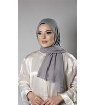 Gri Pratik Hazır Geçmeli Tesettür Şal Örme Kumaş Taş Desenli 2118T_15