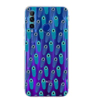 PrintiFy Honor 20 Lite ile Uyumlu Nazar Boncuğu 4 Baskılı Kamera Korumalı Şeffaf Silikon Kılıf