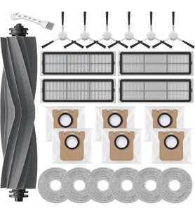 Dream L10s Ultra /L10s Pro Gen 2 /L10 Ultra /L10 Prime için aksesuar seti, Xiaomi X10+/X20+ için aksesuar, 1 ana fırça, 4 filtre, 6 toz torbası, 6 silme bezi, 6 yan fırça