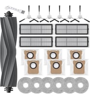 Dream L10s Ultra /L10s Pro Gen 2 /L10 Ultra /L10 Prime için aksesuar seti, Xiaomi X10+/X20+ için aksesuar, 1 ana fırça, 4 filtre, 6 toz torbası, 6 silme bezi, 6 yan fırça