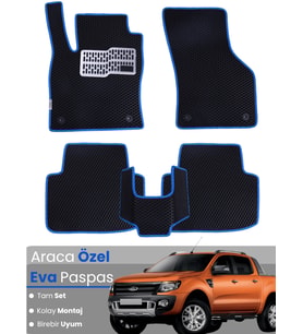 FORD RANGER (2012-2021) Uyumlu EVA Paspas Tam Set–Araca Özel,Su Geçirmez,Kolay Montaj