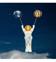 Aya Tutunan Astronot Duvar Dekoru