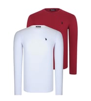 İKİLİ SET T8588 DEWBERRY YUVARLAK YAKA ERKEK SWEATSHIRT-BEYAZ-BORDO