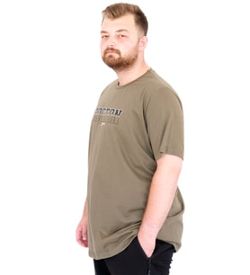 Mode XL Büyük Beden Erkek T-Shirt Bisiklet Yaka BOSTON U25037 Haki