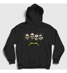 Presmono Unisex Siyah Band Metallica Kapüşonlu Sweatshirt 66531tt