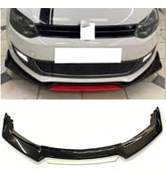 Vw Polo MK5 Beyaz Renkli Şeritli Dilli Ön Lip 4 Prç Parlak Siyah ABS