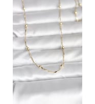 CM 14K Gold Renk Kesme Çubuk Zincir Topçuklu Model 60 cm Kadın Kolye - TJ-BKO10986