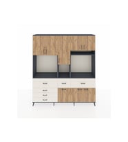 Hyperion Dolap 10 Raflı 6 Çekmeceli 8 Kapaklı 220x44x243 Antrasit-Çam/Aytaşı