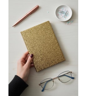Adalinhome Parıltılı Çizgili Defter – Günlük ve Not Defteri / 14x20 cm/ 168 Yaprak (Altın)