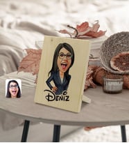 BK Gift Kişiye Özel İsimli Kadın Patron Karikatürlü Dekoratif Ahşap Çerçeve Model 4