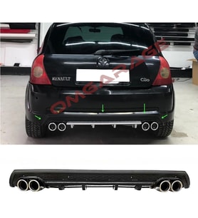 Renault Clio Mk2 HB Siyah Difüzör Çiftli Yuvarlak Egzoz Görünümlü D Tip Difizör 1998-2005