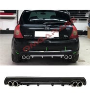 Renault Clio Mk2 HB Siyah Difüzör Çiftli Yuvarlak Egzoz Görünümlü D Tip Difizör 1998-2005
