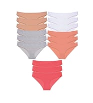 15 adet Süper Eko Set Likralı Kadın Slip Külot Ten Gri Beyaz Pudra Fuşya