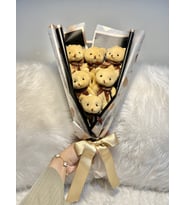 Teddy Bear Gold Kalpli Peluş Ayıcık Buketi - Sevgiliye Özel Yıldönümü, Doğum Gününe Özel Solmayan Buket