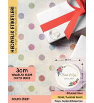 Suluboya Çiçek Modeli, Etiket Modeli Ürünlerinize Özel 3cm - 130 Adet Folyo Sticker