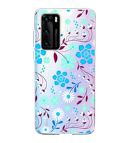 Huawei P40 Uyumlu Kapak Flowers Tasarımlı Şeffaf Silikon Kılıf