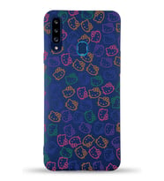 Samsung Galaxy A20s Uyumlu Lansman Kılıf Hello Kitty Tasarımlı İçi Kadife Kapak-Lacivert (Şeffaf)