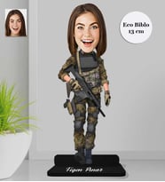 Kişiye Özel Asker Kadın Ahşap Eco Biblo -1