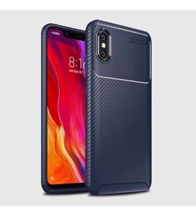 Xiaomi Mi 8 Pro Kılıf Esnek Soft Karbon Tasarım Legion Serisi (Lacivert)