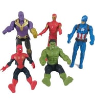 >Büyük Boy 5li Avangers Işıklı Figür set Hulk Örümcek adam Demir adam Kaptan amerika Thanos