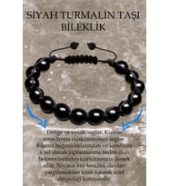 Sertifikalı A Kalite Siyah Turmalin Taşı Bileklik - Makrome (Çok Renkli)