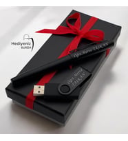 İsme Özel Kutulu Roller Metal Kalem & 16 Gb Flash Bellek Hediye Seti