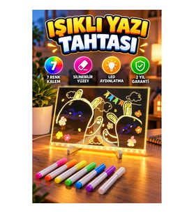 7 Renkli Kalemli Silinebilir LED Akrilik Mesaj ve Yazı Tahtası