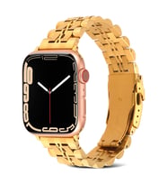 Apple Watch Ultra 49mm Uyumlu Kordon KRD-54 Metal Strap Kayış (Gold)