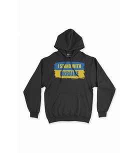 I Stand With Ukraine Ukrayna Siyah Sweatshirt Hoodie