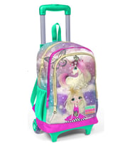 Coral High Işıklı Tekerlekli Unicorn ve Kız Çekçek Okul ve Seyahat Çantası Kız Çocuk Su Yeşili Pembe