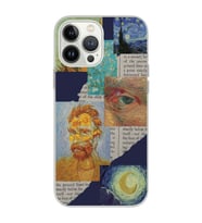Iphone 15 Pro Uyumlu Vincent van Gogh Kolaj Desenli Şeffaf Telefon Kılıfı