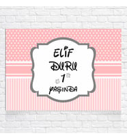 Pembe Puantiyeli ve Çizgili Doğum Günü Afişi