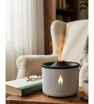LED Alev Efektli Aroma Difüzörü Ultrasonik Hava Nemlendirici Gece Lambası Fonksiyonlu